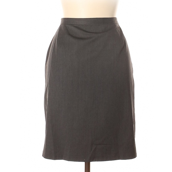VINTAGE Giorgio Armani Classico 90s Designer Minimalist Gray Wool Skirt Size 14 - Picture 2 of 8
